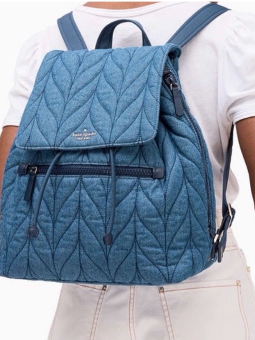Kate Spade Ellie Quilted Denim Large Flap Backpack